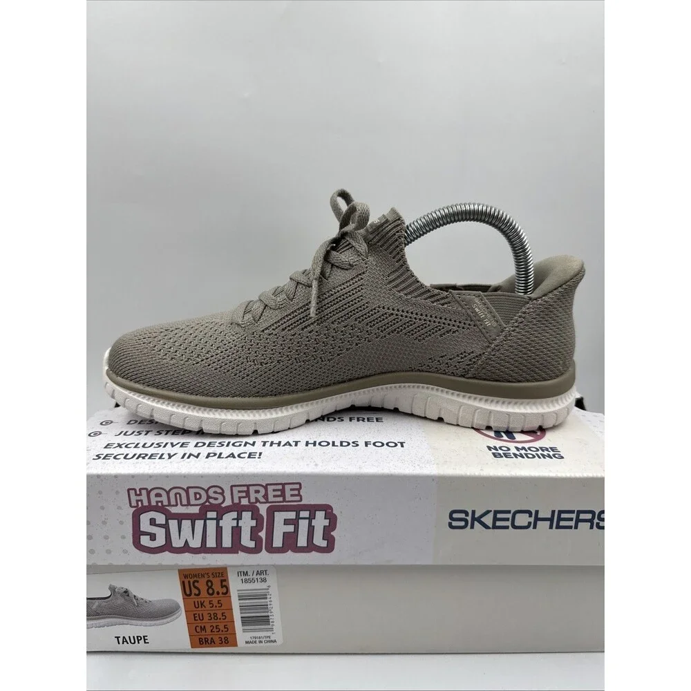 Skechers Women's Black Virtue Swift Fit Sneaker Hands Free Memory Foam Sz 8.5